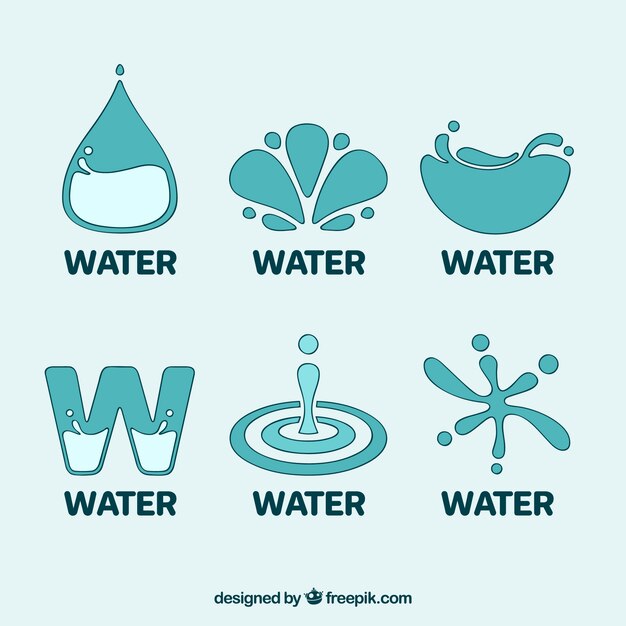 Colección de logos de agua para empresas en estilo plano 