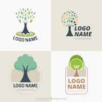 Vector gratuito colección de logos de árbol en estilo hecho a mano