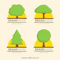 Vector gratuito colección de logos de árbol en estilo hecho a mano