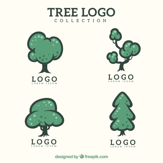 Colección de logos de árbol en estilo hecho a mano