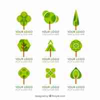 Vector gratuito colección de logos de árbol en estilo plano