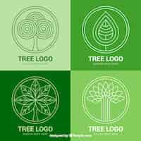 Vector gratuito colección de logos de árbol en estilo plano