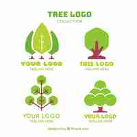 Vector gratuito colección de logos de árbol en estilo plano