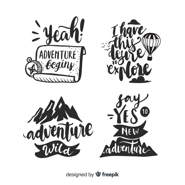 Colección de logos de aventura dibujados a mano