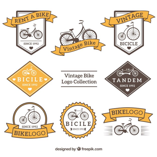 Colección de logos de bicicleta en estilo vintage