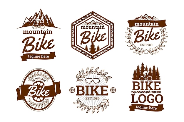 Colección de logos de bicicletas dibujados a mano