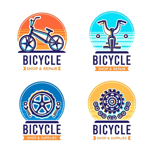 Vector gratuito colección de logos de bicicletas planas