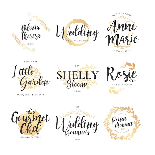 Colección de logos de boda