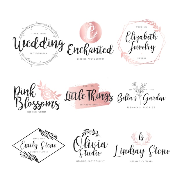 Colección de logos de boda