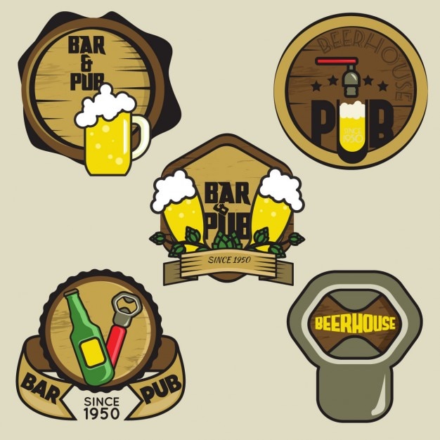 Vector gratuito colección de logos de cerveza dibujados a mano