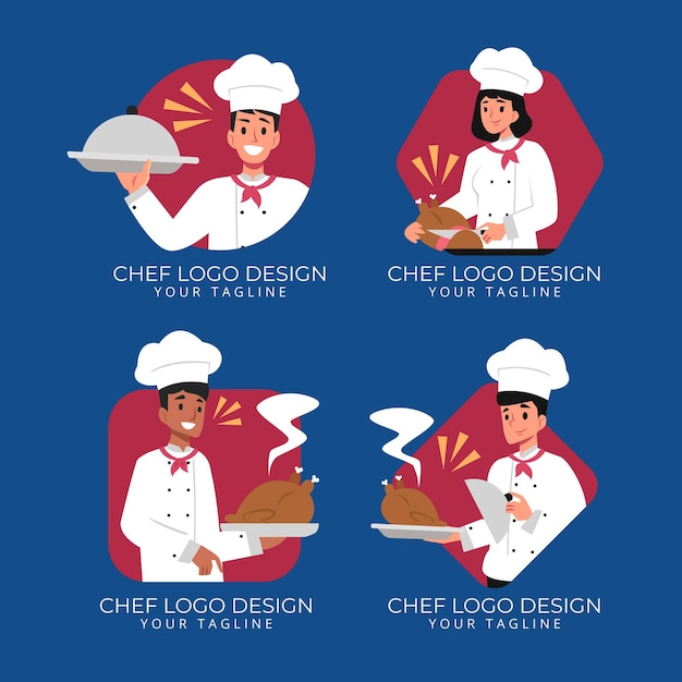 Vector gratuito colección de logos de chef de diseño plano