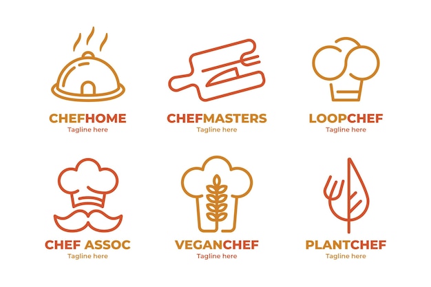 Vector gratuito colección de logos de chef plano