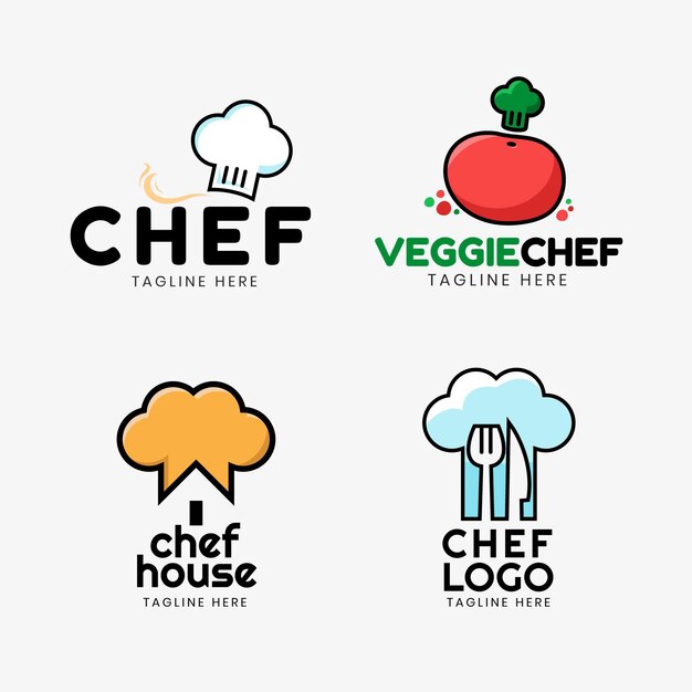 Colección de logos de chef plano