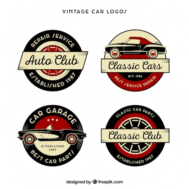 Vector gratuito colección de logos de coche vintage