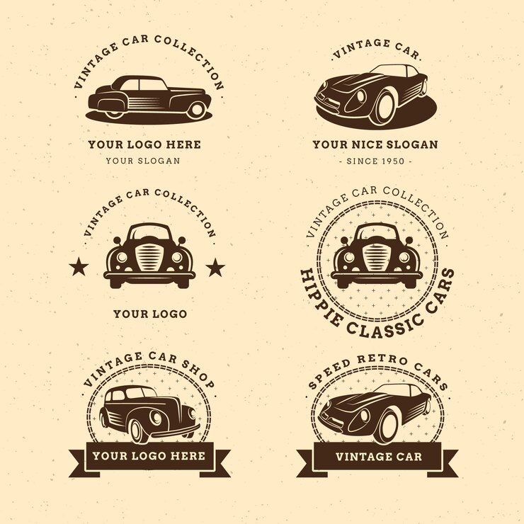 Vector gratuito colección de logos de coche vintage