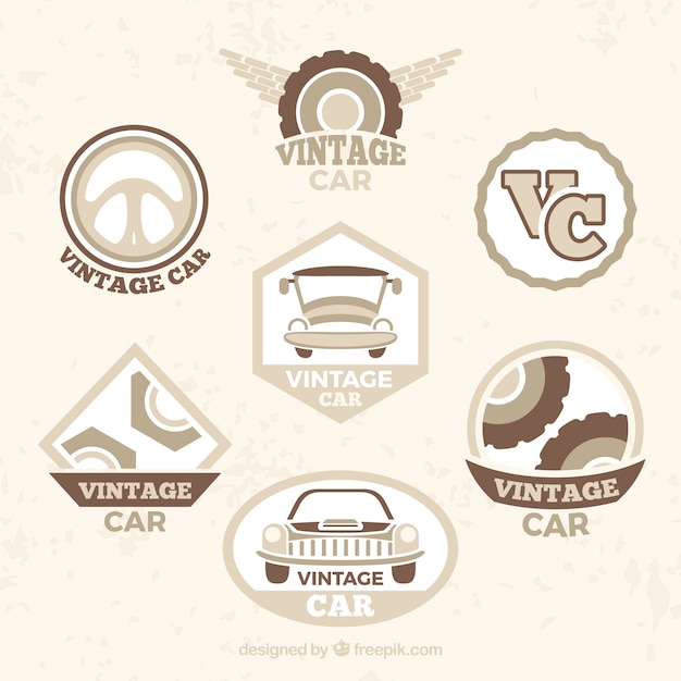 Vector gratuito colección de logos de coche vintage