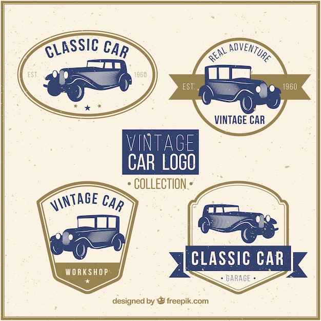 Vector gratuito colección de logos de coche vintage