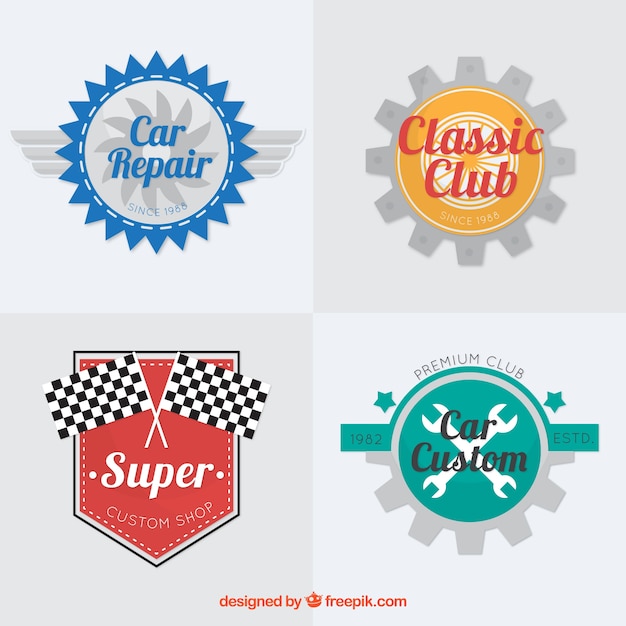 Vector gratuito colección de logos de coches con elementos de color