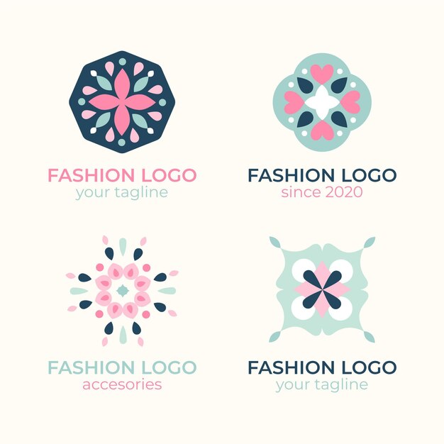 Colección de logos de complementos de moda planos