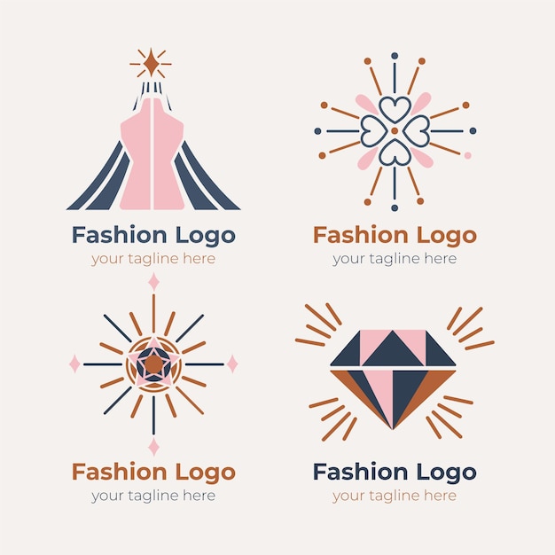 Colección de logos de complementos de moda planos