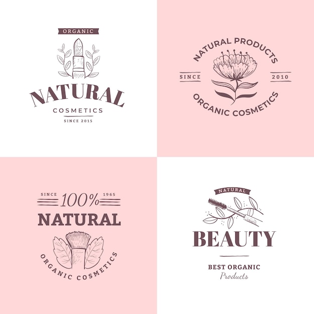 Vector gratuito colección de logos de cosmética natural