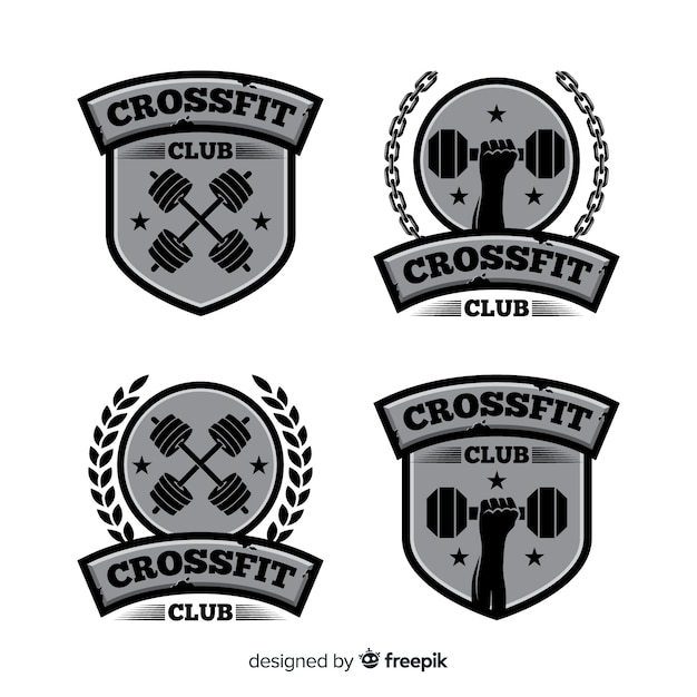 Vector gratuito colección de logos de crossfit en diseño plano