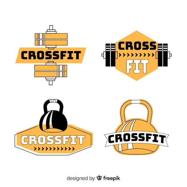 Vector gratuito colección logos crossfit diseño plano