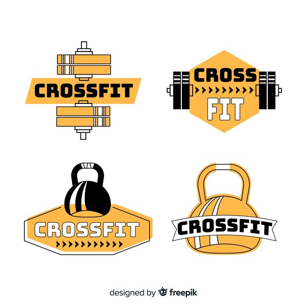 Colección logos crossfit diseño plano