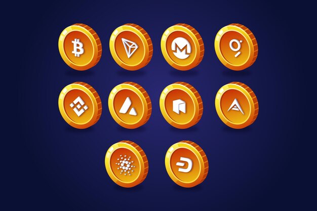 Colección de logos degradados de bitcoin
