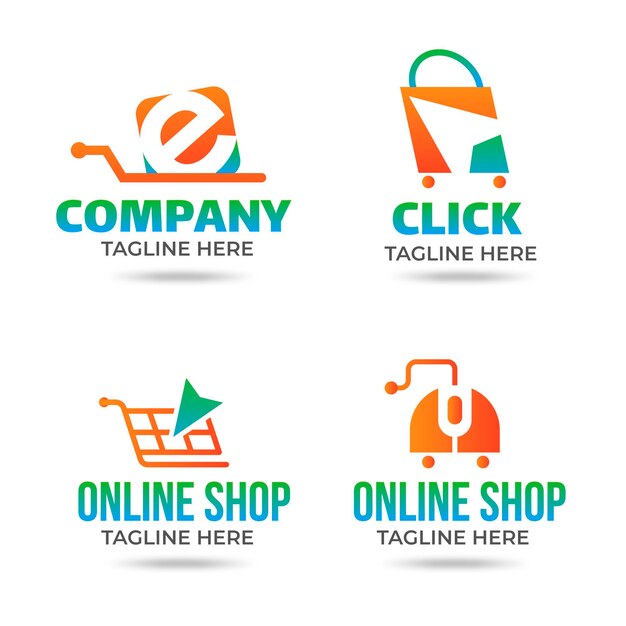 Colección de logos degradados de comercio electrónico