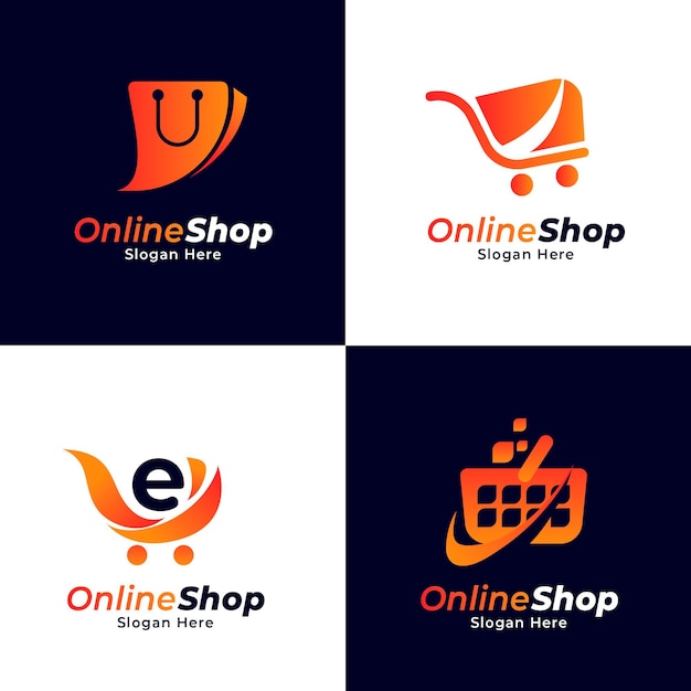 Colección de logos degradados de comercio electrónico