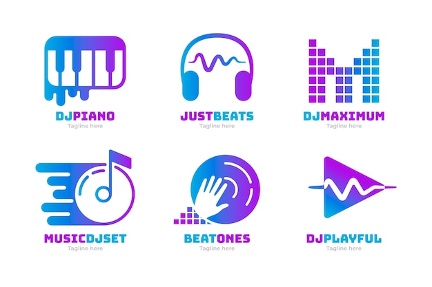 Vector gratuito colección de logos degradados de dj