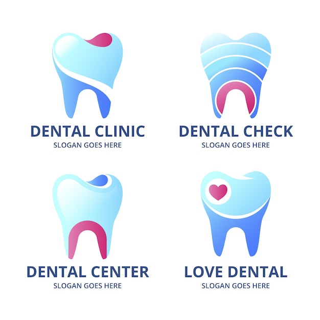 Colección de logos dentales de colores degradados