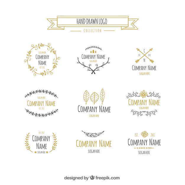 Colección de logos dibujados a mano