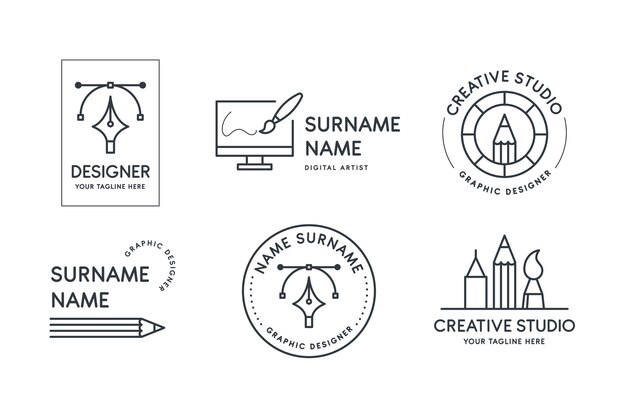 Colección de logos de diseñadores gráficos planos