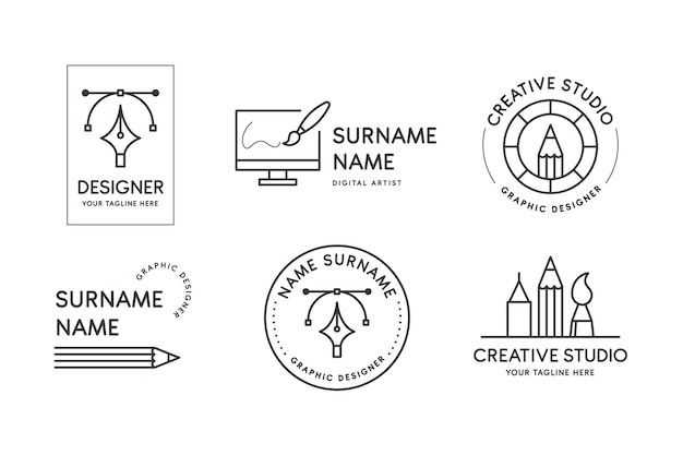 Colección de logos de diseñadores gráficos planos