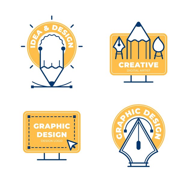 Colección de logos de diseñadores gráficos planos