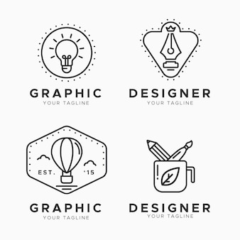 Colección de logos de diseñadores gráficos planos