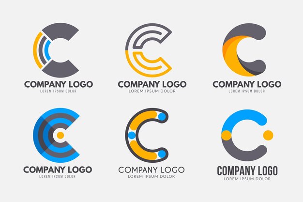 Colección de logos de diseño plano c