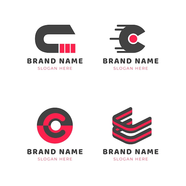 Colección de logos de diseño plano c