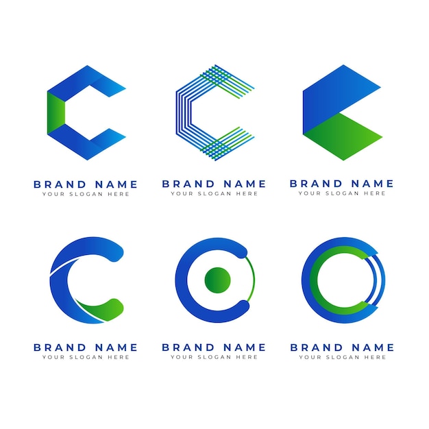 Colección de logos de diseño plano c