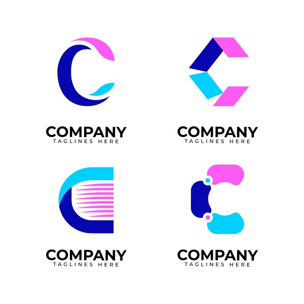 Colección de logos de diseño plano c