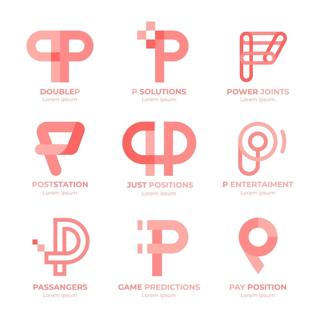 Vector gratuito colección de logos de diseño plano p