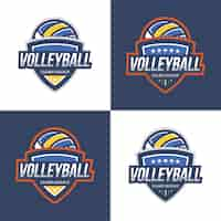 Vector gratuito colección de logos con diseño de voleibol