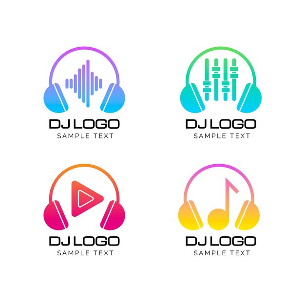 Colección de logos de dj de colores degradados