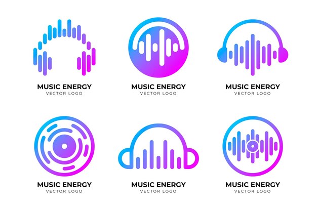 Colección de logos de dj degradados modernos
