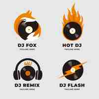 Vector gratuito colección de logos de dj planos modernos