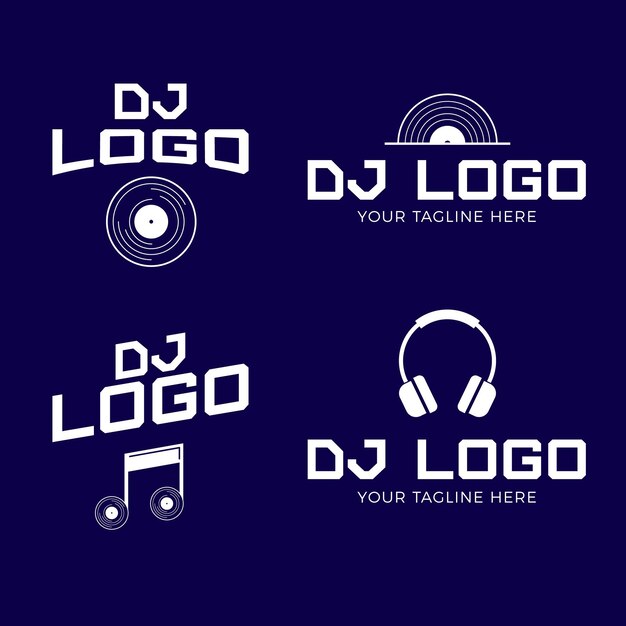Colección de logos de dj planos modernos