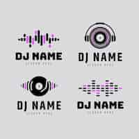 Vector gratuito colección de logos de dj planos