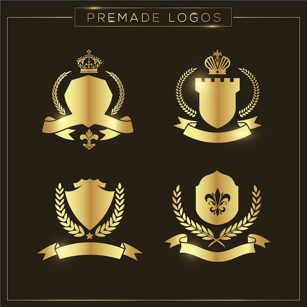 Colección de logos dorados